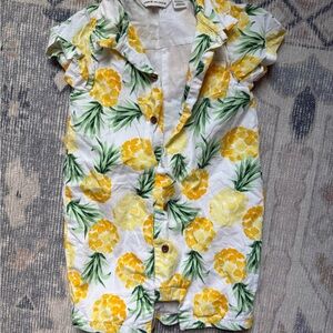 Janie and Jack Pineapple Print boys Romper size 6 to 12 months